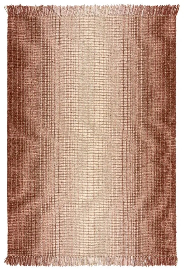 Červený obojstranný ručne tkaný koberec s prímesou juty 160x230 cm Jute Ombre Red – Flair Rugs