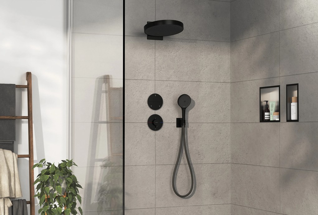 Hansgrohe ShowerSelect Comfort S, termostat pod omietku pre 1 spotrebič a ďalší výtok, čierna matná, HAN-15562670