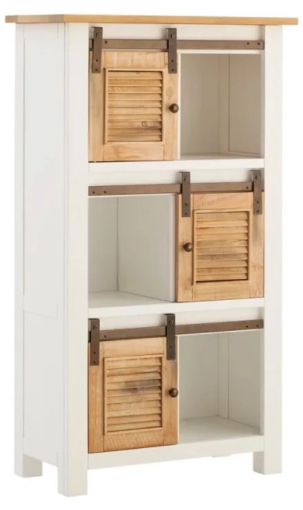furniture-nabytek.cz - Masívna knižnica Capera z borovicového dreva a MDF, lakovaná, biela a hnedá