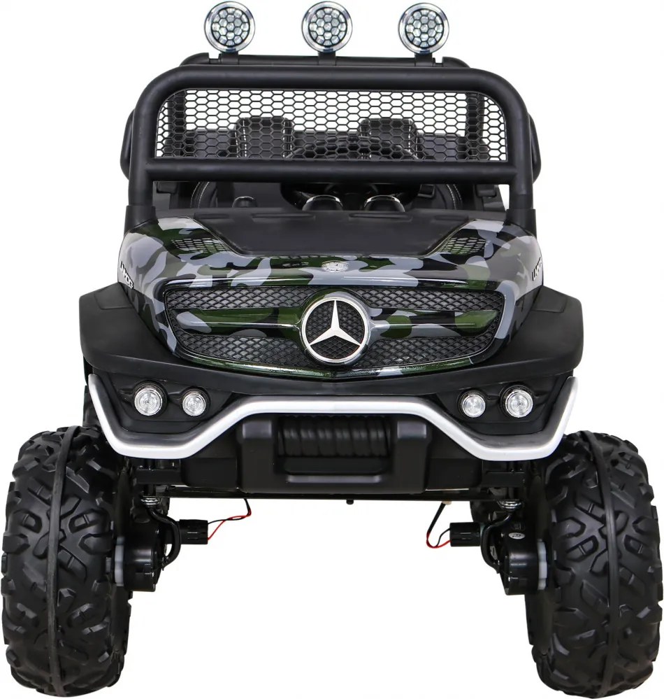 Ramiz Mercedes Benz Unimog pre deti Moro lak + pohon 4x4 + diaľkové ovládanie + batožinový priestor + pomalý štart + MP3 LED