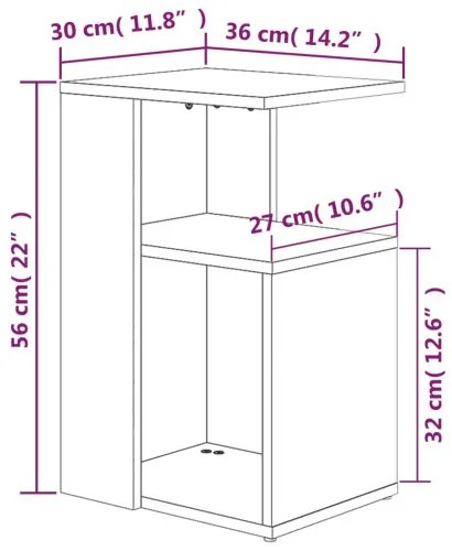 vidaXL Príručný stolík sivý dub sonoma 36x30x56 cm spracované drevo-