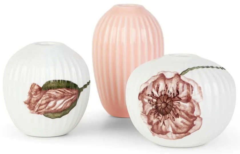Súprava 3 miniatúrnych porcelánových váz Kähler Design Hammershøi Poppy