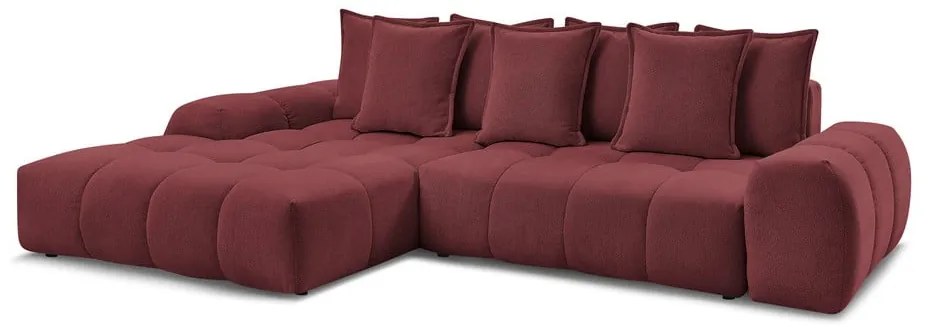 Vínovočervená ženilková rozkladacia/s úložným priestorom rohová pohovka (ľavý roh/s leňoškou) Everest – Bobochic Paris