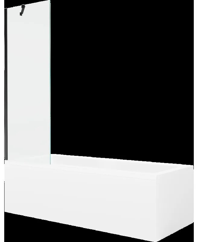 Mexen Cubik obdĺžniková vaňa 160 x 70 cm s obkladom a 1-krídlovou sprchovou zástenou 60 cm, Transparentné, Čierna - 550316070X95