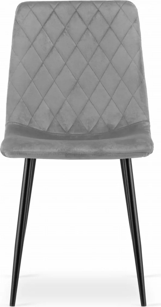 Sivá zamatová stolička TURIN s čiernymi nohami