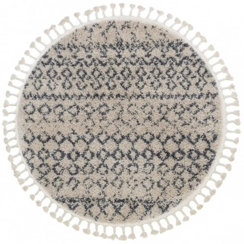 Kusový koberec Shaggy Agar krémový kruh 120cm