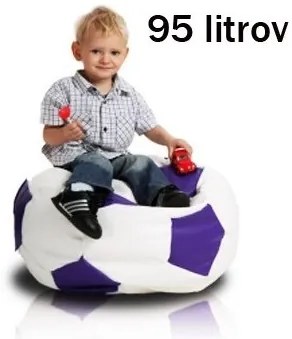 Sedací vak malá bielofialová futbalová lopta TiaHome