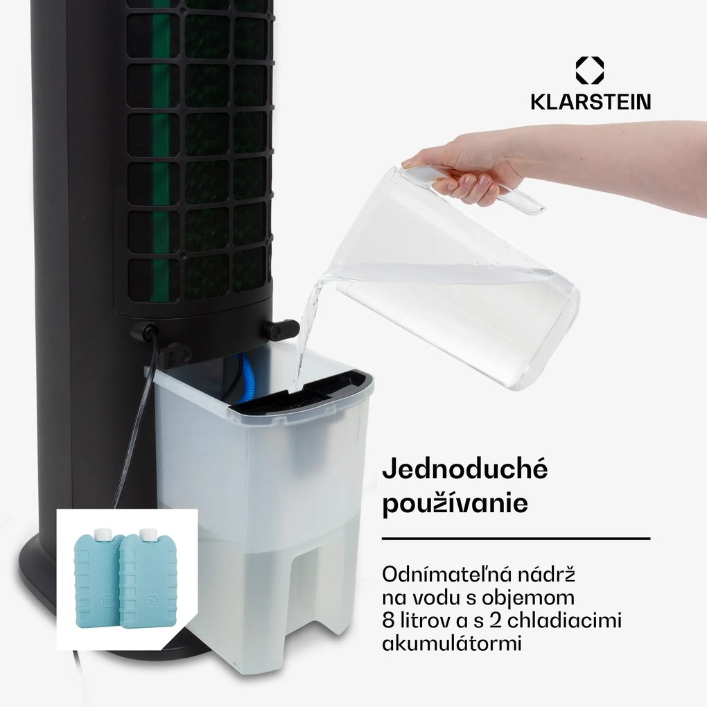 Klarstein Skytower Grand Smart, ochladzovač vzduchu, 80 W, 480 m³/h, 8 l, mobilný