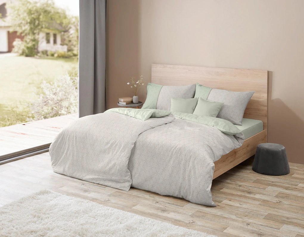 XXXLutz POSTEĽNÁ BIELIZEŇ, damask, biela, šalviovozelená, 140/200 cm Fleuresse - Obliečky & plachty - 003273064201