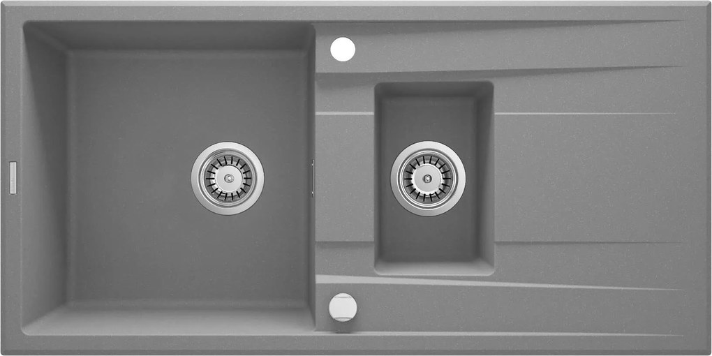 Deante Eridan, granitový drez na dosku 1000x500x208 mm Z/O, 3,5" + priestorovo úsporný sifón, 1,5-komorový, šedá, DEA-ZQE_S513