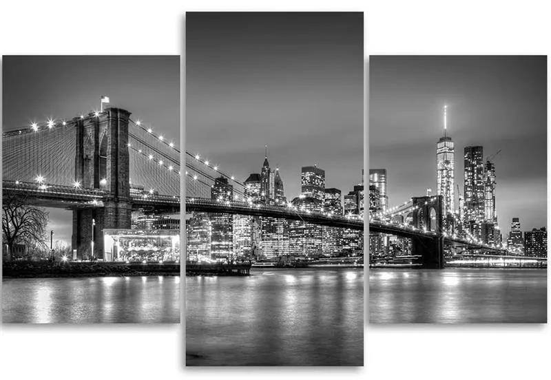Obraz na plátně třídílný Brooklynský most New York - 90x60 cm