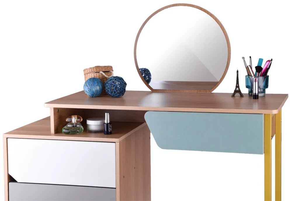 Toaletný stolík so zrkadlom + taburetka Jokomisiada ZA4828