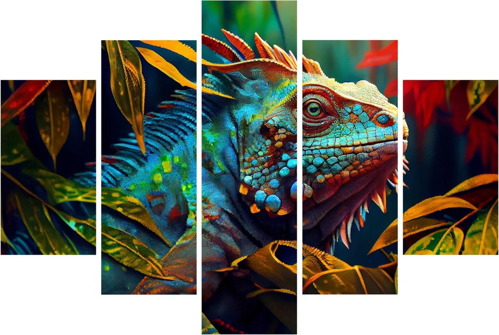 Obraz - Farebný leguán (150x105 cm)