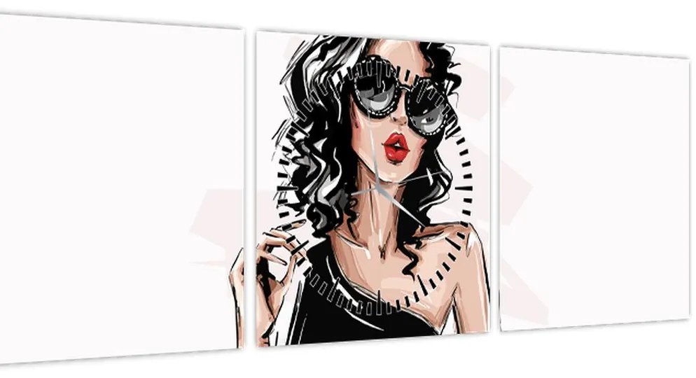 Obraz - Fashion woman (s hodinami) (90x30 cm)