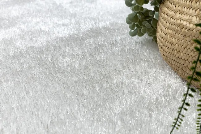 Kúpeľňový koberček SYNERGY glamour / lurex, biely kruh