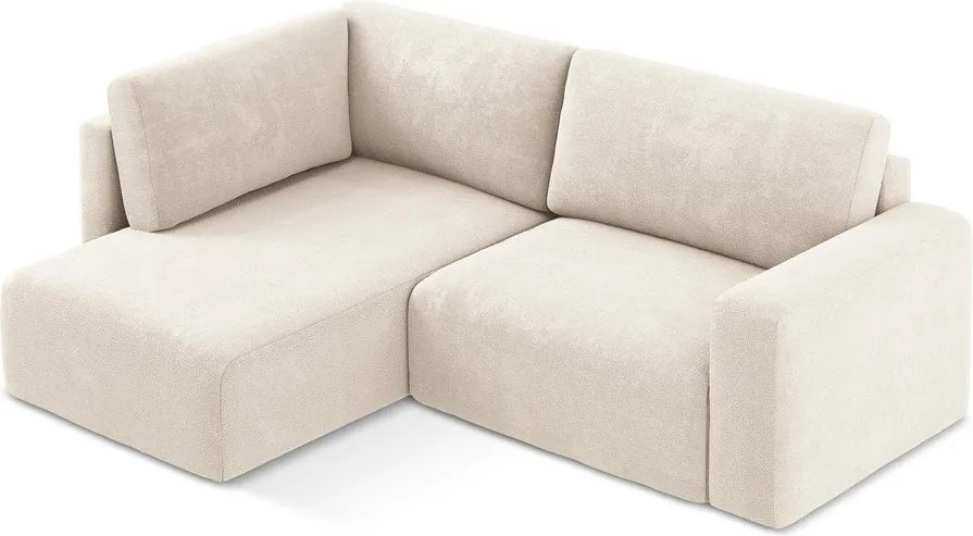 Krémovobiela ženilková rozkladacia/s úložným priestorom rohová pohovka (ľavý roh/do L) Kona – Makamii