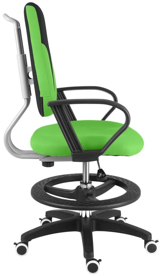 Detská rastúca stolička Neoseat KINDER — látka, čierna / zelená