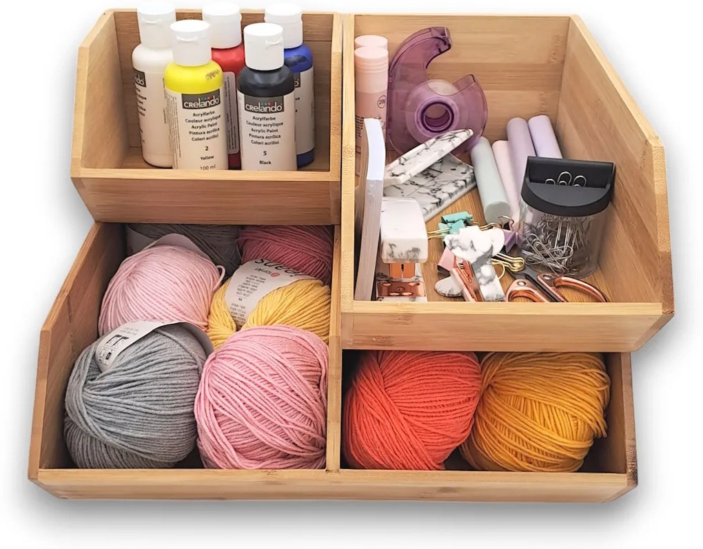 Sada 3 bambusových organizérov CAJA, Double+single+mini