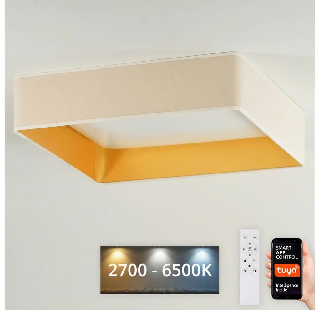 Brilagi-LED Stmievateľné svietidlo VELVET SQUARE LED/36W/230V Wi-Fi Tuya + diaľkový ovládač krémové