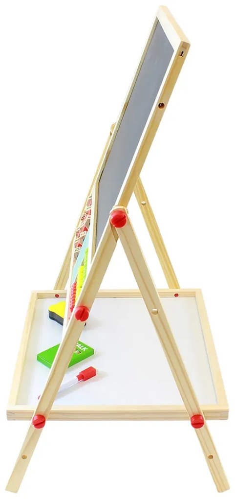 KRUZZEL Detská obojstranná tabuľa (kriedová a magnetická) s príslušenstvom - 6 v 1