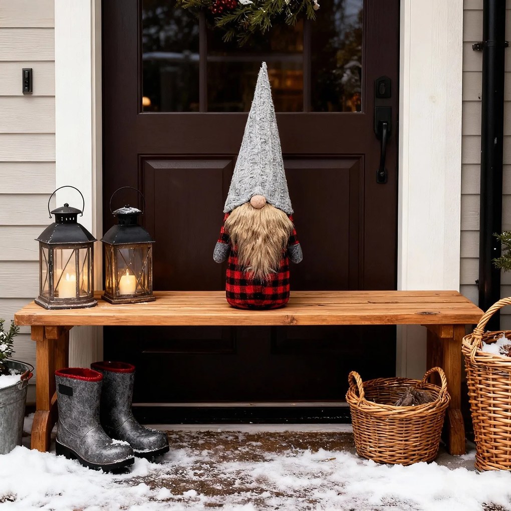 Vánoční skřítek ELF 055 - 30 cm červeno-šedý