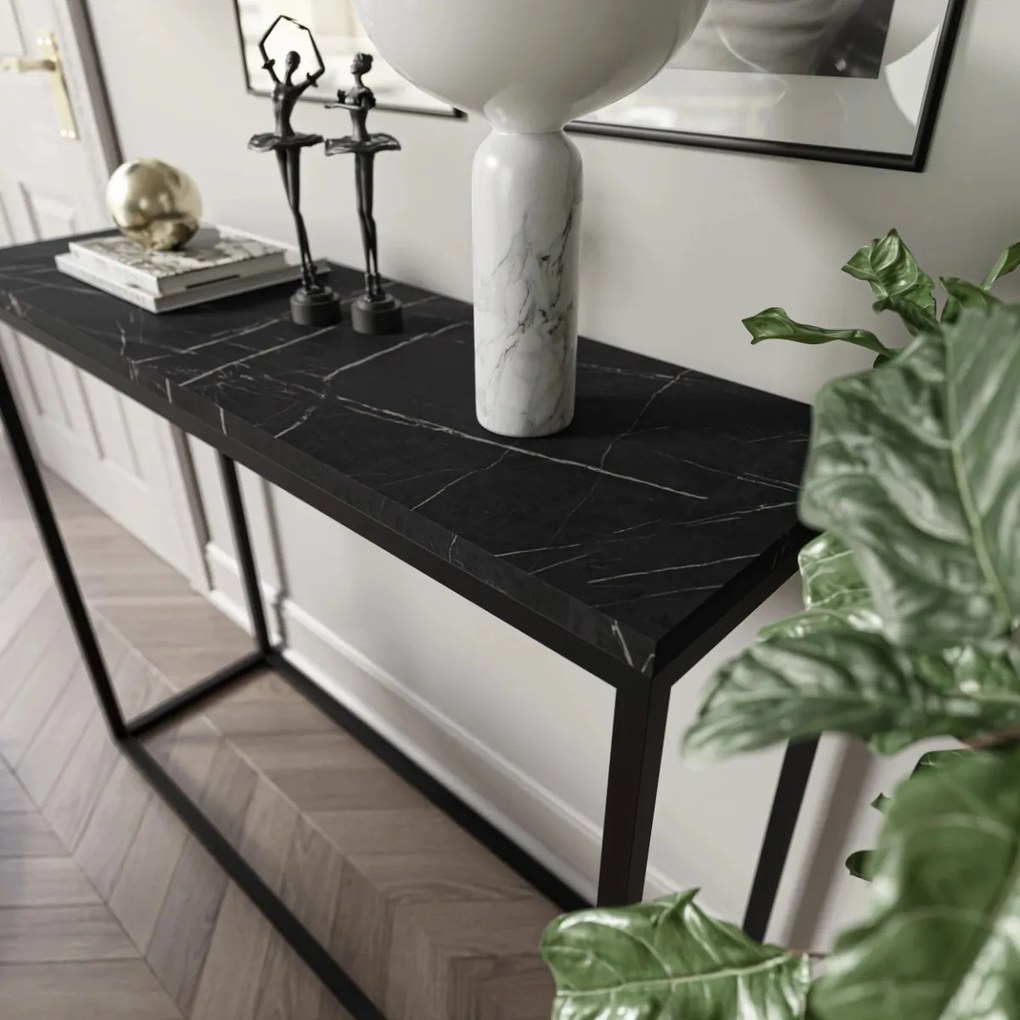 KONZOLA BELLA ČIERNÝ MRAMOR / ČIERNÝ PODSTAVEC 100