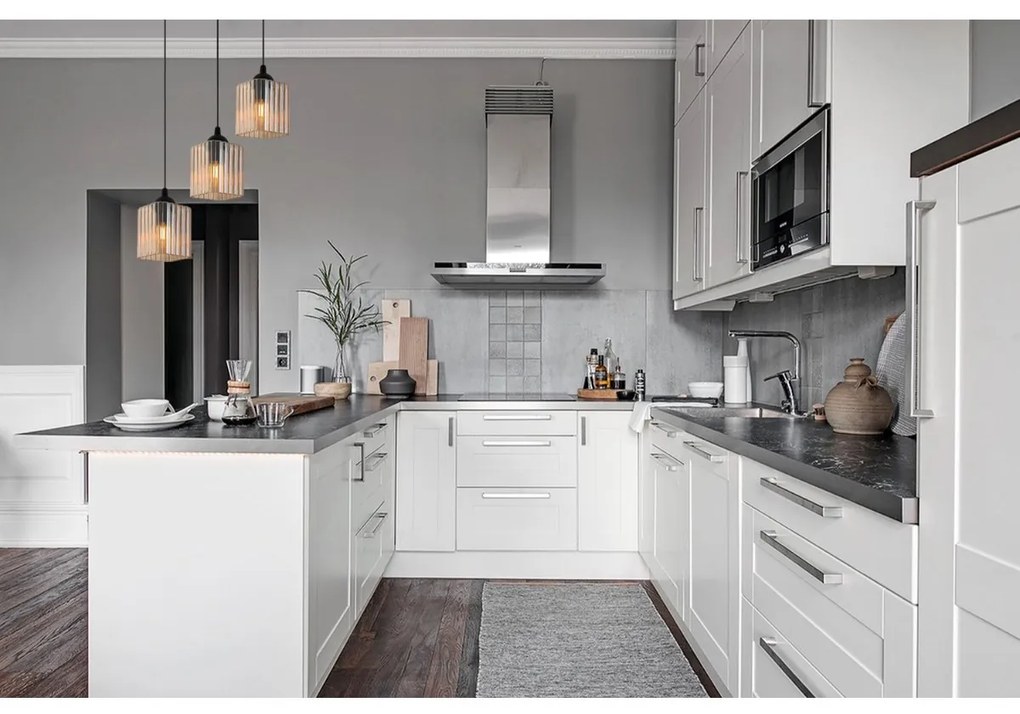 Závesné svietidlo Riffle Square, 3x medové sklenené tienidlo, b, o