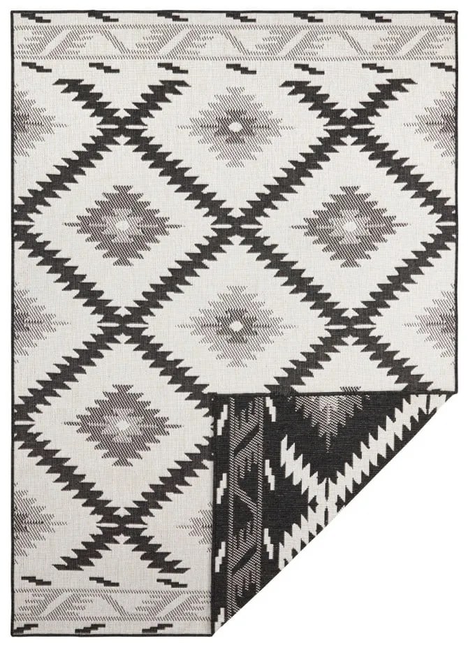 Čierno-krémový vonkajší koberec NORTHRUGS Malibu, 170 x 120 cm