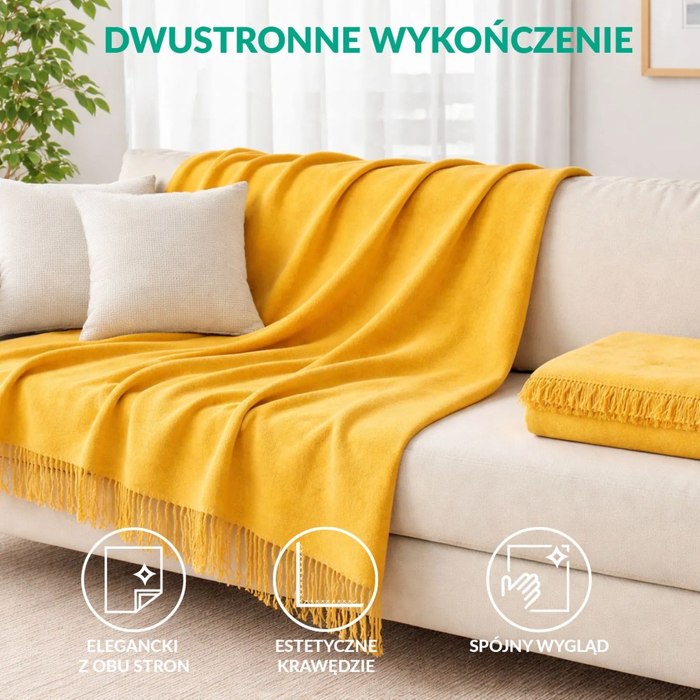 BAVLNENÁ DEKA BAT 150X200 CM HORČICOVÁ