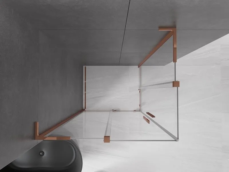 Mexen Velar L Duo, sprchový kút s posuvnými dverami 100 x 90 cm, 8mm číre sklo, ružové zlato, 871-100-090-02-03-60