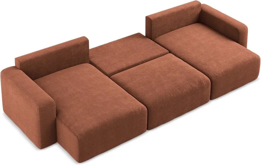 Ženilková rozkladacia/s úložným priestorom rohová pohovka v terakotovej farbe (do tvaru "U") Kona – Makamii