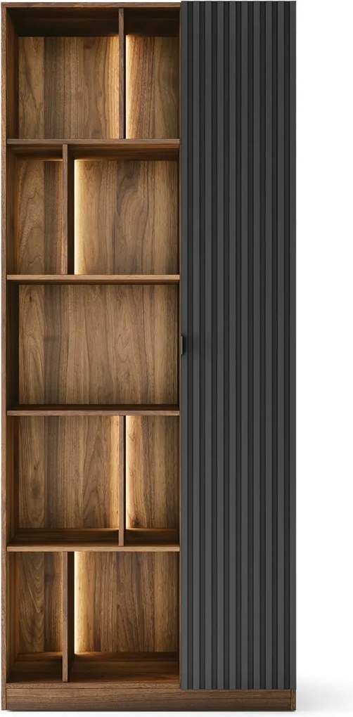 Vitrína s LED osvětlením Radium 16 86 cm ořech Columbia/černá