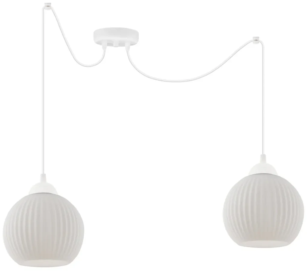 Závesné svietidlo Riffle Round Spider, 2x biele sklenené tienidlo, w