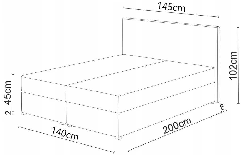 Manželská posteľ Boxspring 140x200 cm Waller (čierna) (s roštom a matracom). Akcia -20%. Vlastná spoľahlivá doprava až k Vám domov. 1007716