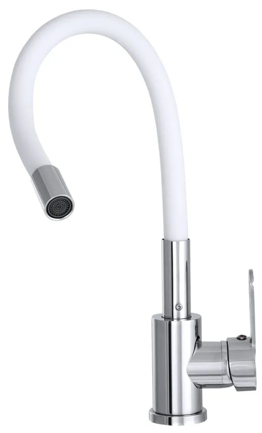 Gamma Flex 2000, stojanková drezová batéria s flexibilným ramenom, biela matná-chrómová, GMA-BFX-2000WH
