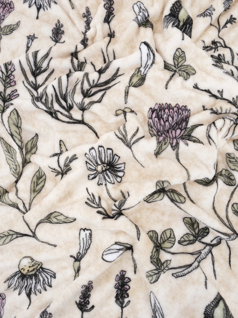 Deka mikroplyš Exclusive 150 × 200 cm – Herbár béžovej