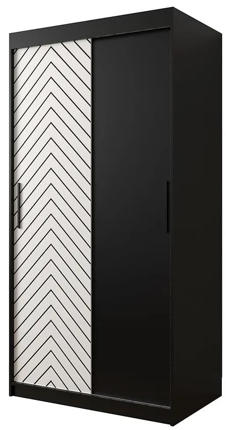 Skriňa Jodełka 100 čierna/biely/čierna