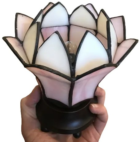 Dekoračná vitrážová lampa LOTUS PINK