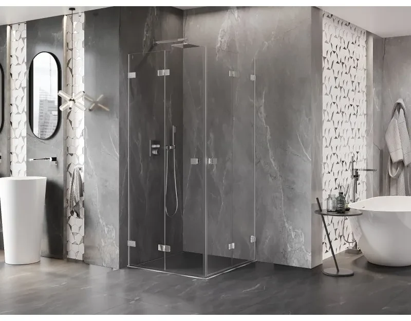 Mexen Lunar-F Duo, skladací sprchový kút 95 x 95 cm, 6mm číre sklo, chrómový profil, 836-095L-095P-01-00