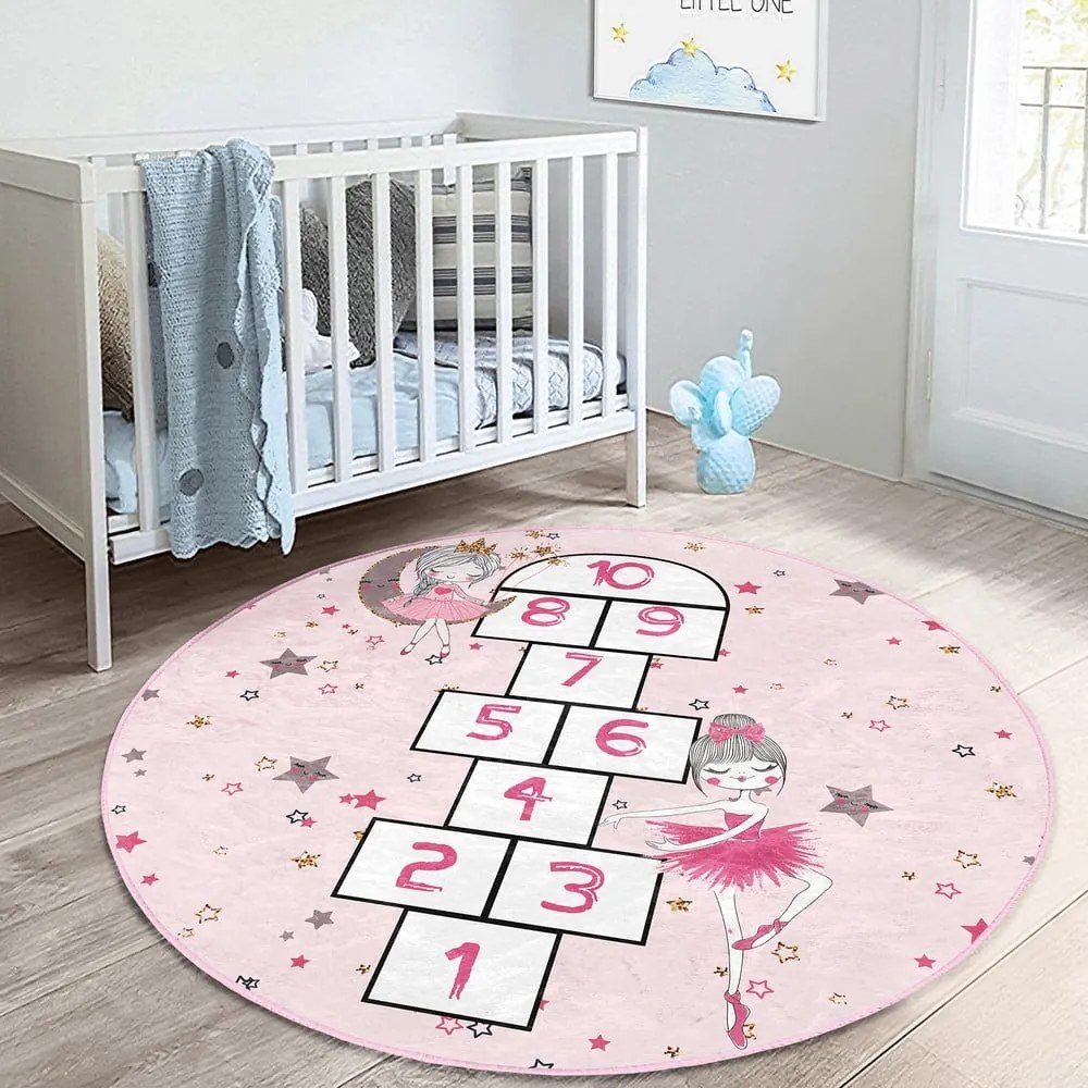 Ružový detský koberec ø 120 cm Comfort – Mila Home
