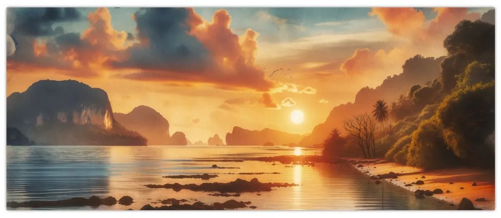 Obraz - Pohľad z pláže (120x50 cm)