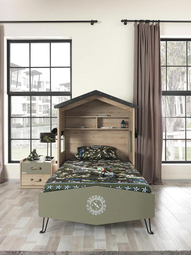Detská posteľ 100x200 s záhlavím v tvare domčeka Camp