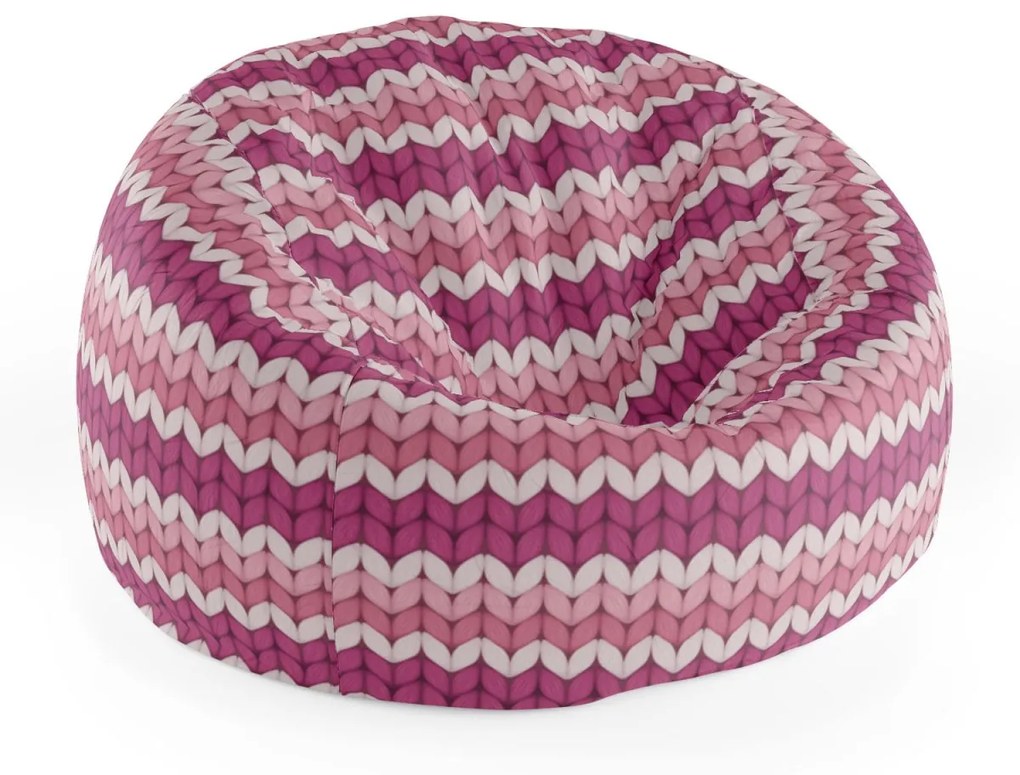 Sablio Sedací vak Cocoon Střídajíci růžové pletení - 75 x 45 x 35 cm