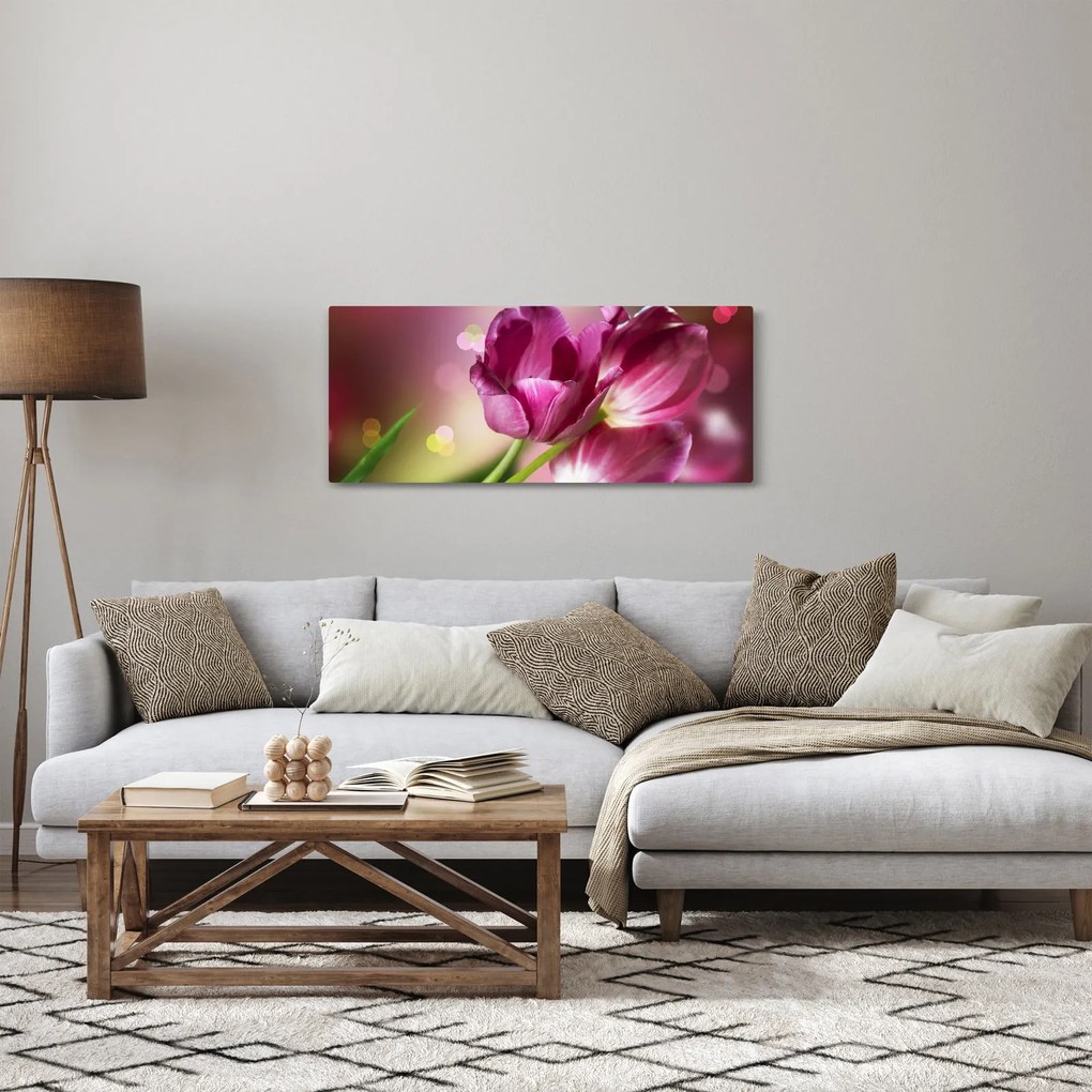 Obraz ružových tulipánov (120x50 cm)