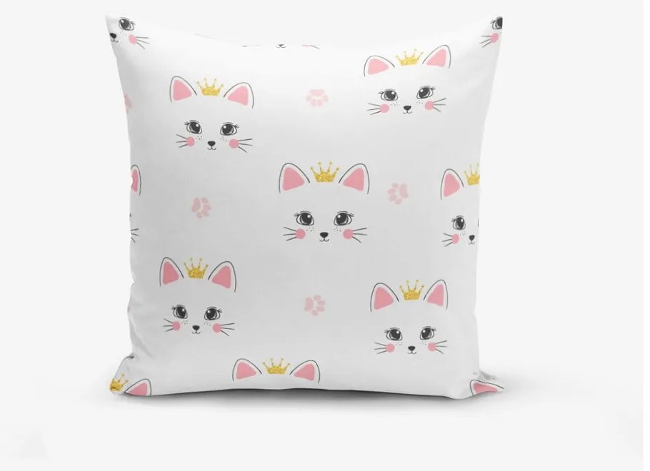 Detská obliečka na vankúš 43x43 cm White Pink Cat – Mila Home