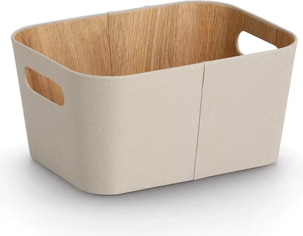 Zeller Present Úložný box s madly, FABRIWOOD, béžový, 30,5 x 23 x 15,2 cm