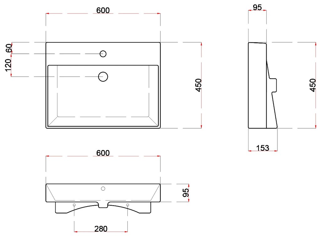 Sapho Sapho, KARE 60 keramické umývadlo nábytkové 60x46cm, biela, 17060
