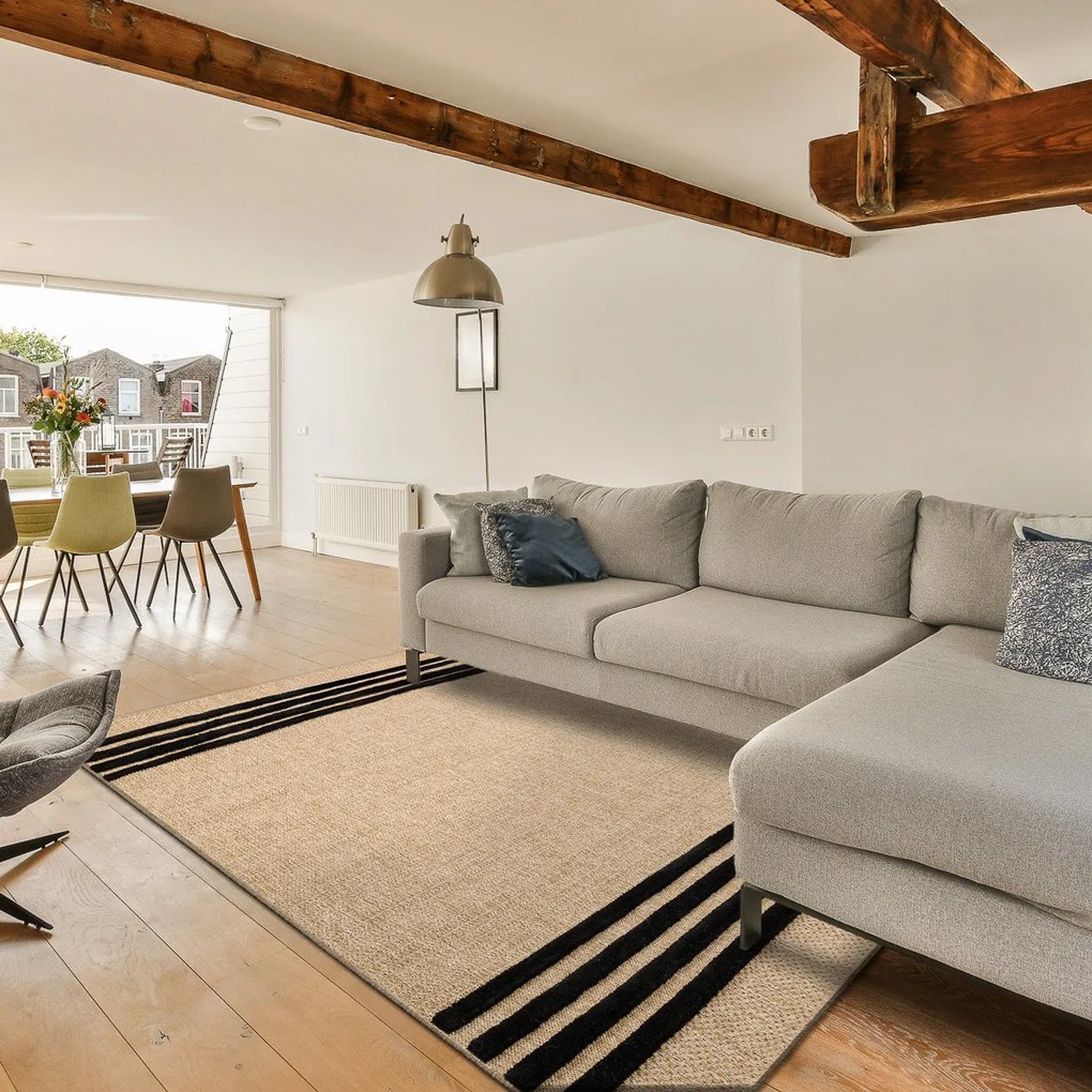 Dywany Łuszczów, Kusový koberec Spark 0689 beige/black, 120x170, béžová, chodba / predsieň