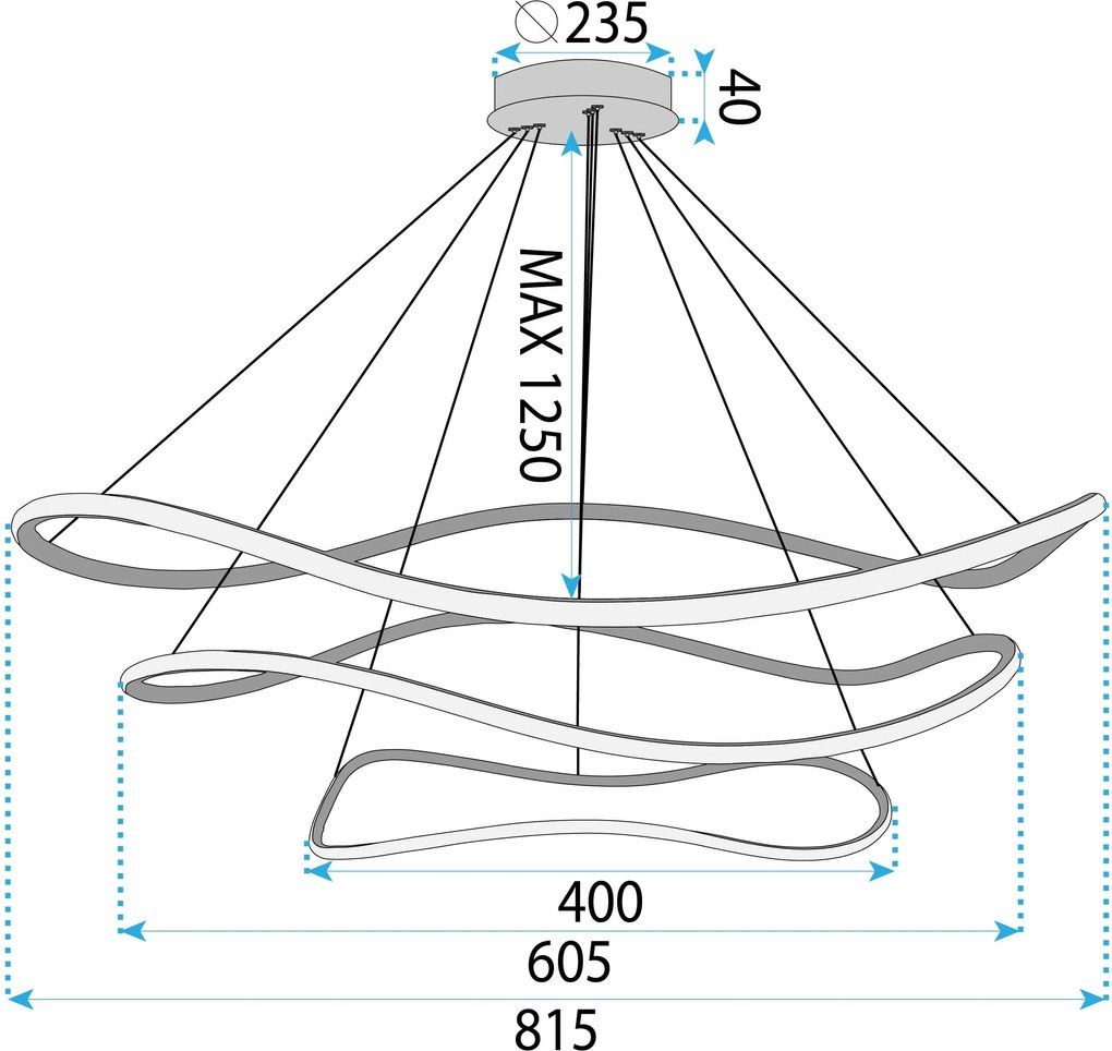 Toolight Toolight, stropné svietidlo 80cm, 24W, 3000K, LHJ018-CP3, zlatá, OSW-50008