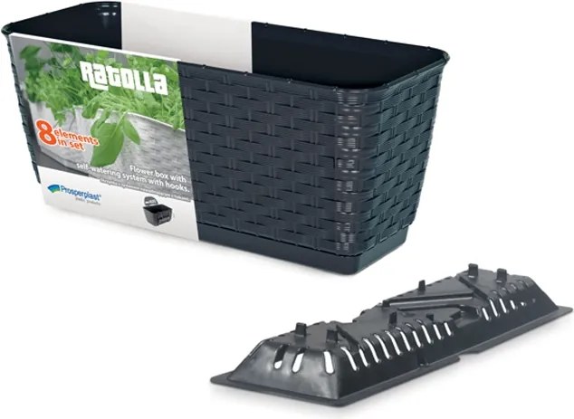 Plastový balkónový kvetináč DRL400PW 38,6 cm - antracit